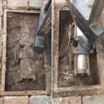 Underground electric gate motor system before and after replacement