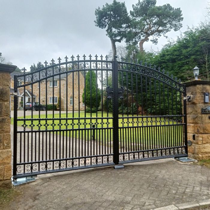 The spyrou design electric gate - Leeds Electric Gates wrought iron ornate electric swing gates fitted to a domestic property in leeds